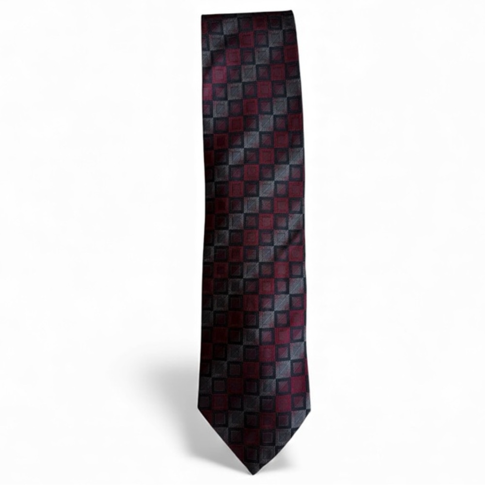 Roberto Villini Collezione Men’s‎ Silk Tie – Burgundy Black Italian Designer